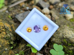 Ceylon Natural Purple Sapphire & Spessartite Pair for Jewelry Designs