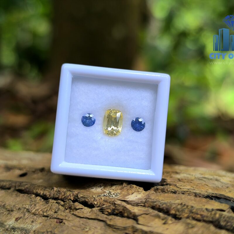 Ceylon Natural Yellow Sapphire & Blue Pair for Jewelry Designs