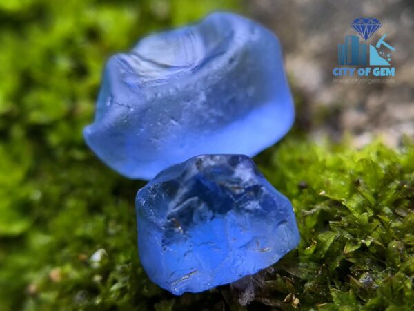 Facet Grade Ceylon Natural Blue Sapphire Rough Couple
