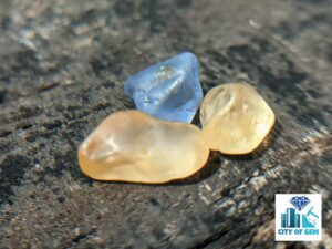 CEYLON NATURAL YELLOW SAPPHIRES AND BLUE SAPPHIRE ROUGH GEMSTONES