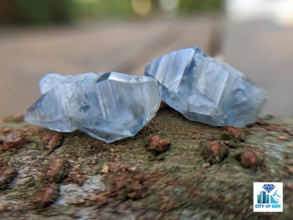 Ceylon Natural Double Terminated Sapphire geuda (dungal) Complete Crystal Couple ( glass body ) - city of gem Ratnapura