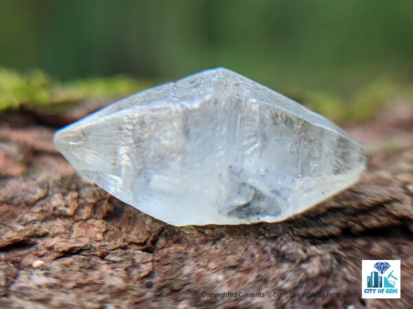 Ceylon Natural Colourless Double Terminated Sapphire Complete Crystal (shiny glass body ) - city of gem Ratnapura