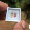 Ceylon Natural Pink Sapphire and Yellow Sapphire Shiny Glass Body Crystal Couple - city of gem Ratnapura