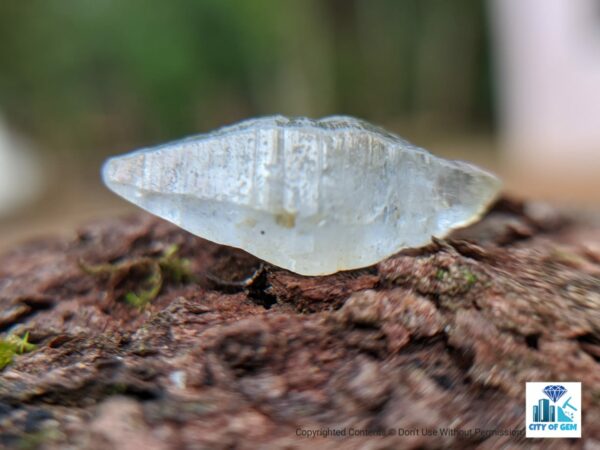 Ceylon Natural Colourless Double Terminated Sapphire Complete Crystal (shiny glass body ) - city of gem Ratnapura