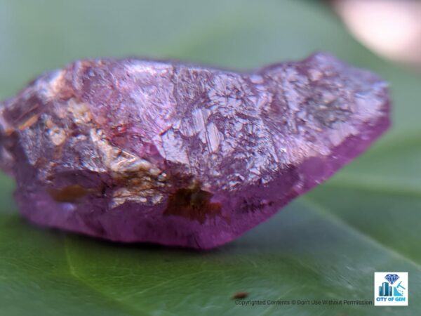Ceylon Natural Pinkish-purple Sapphire Crystal ( Rough Glass Body ) - city of gem Ratnapura
