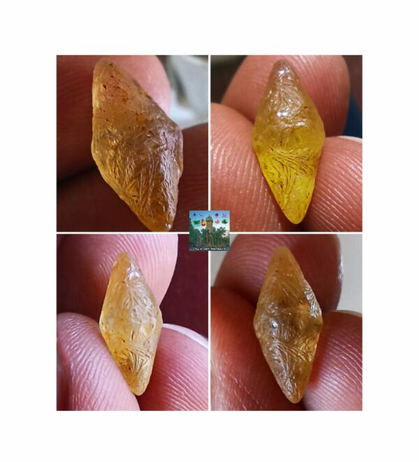 Ceylon Natural Yellow Sapphire Alluvial Crystal with Amazing Natural Body Carvings ( Collector peice, not for faceting) - city of gem Ratnapura
