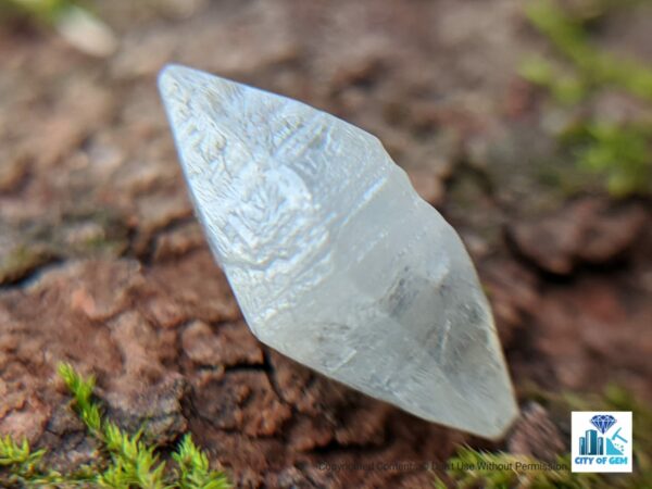 Ceylon Natural Colourless Double Terminated Sapphire Complete Crystal (shiny glass body ) - city of gem Ratnapura