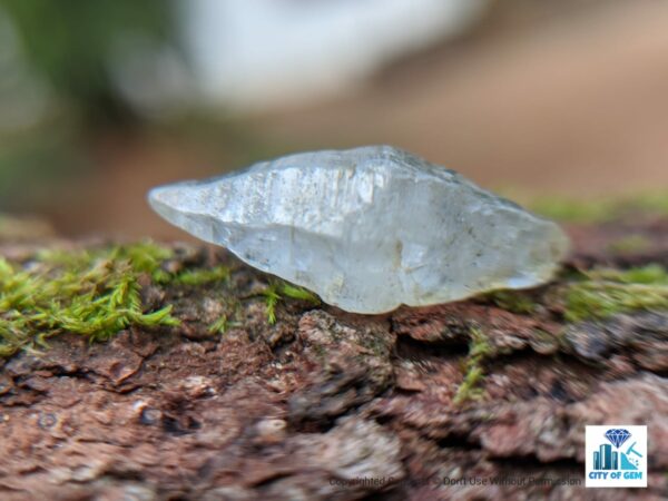 Ceylon Natural Colourless Double Terminated Sapphire Complete Crystal (shiny glass body ) - city of gem Ratnapura