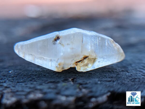 Ceylon Natural Colourless Sapphire Crystal ( Rough Glass Body ) - city of gem Ratnapura