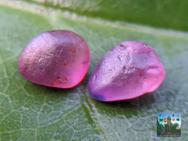 CEYLON NATURAL PINK SAPPHIRE ROUGH GEMSTONE COUPLE - city of gem Ratnapura