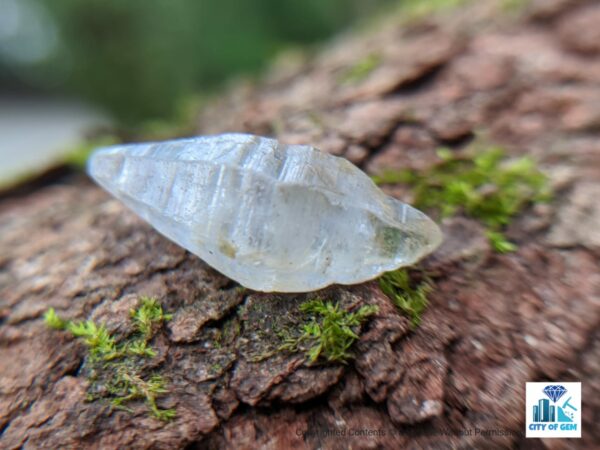 Ceylon Natural Colourless Double Terminated Sapphire Complete Crystal (shiny glass body ) - city of gem Ratnapura