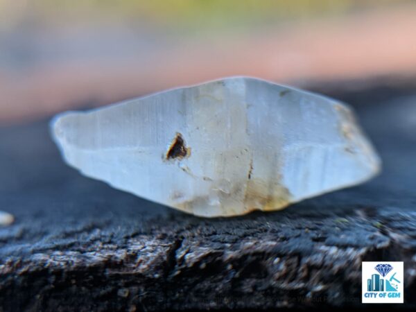 Ceylon Natural Colourless Sapphire Crystal ( Rough Glass Body ) - city of gem Ratnapura