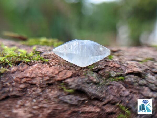 Ceylon Natural Colourless Double Terminated Sapphire Complete Crystal (shiny glass body ) - city of gem Ratnapura