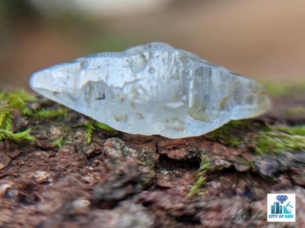 Ceylon Natural Colourless Double Terminated Sapphire Complete Crystal (shiny glass body ) - city of gem Ratnapura