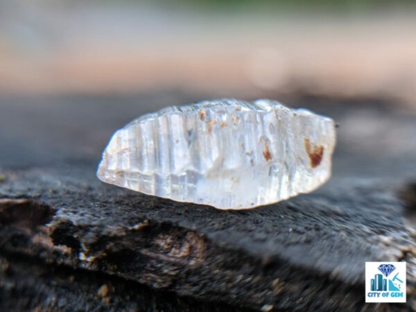 Ceylon Natural Colourless Sapphire Terminated Crystal ( Shinny Glass Body with growth marks ) - city of gem Ratnapura