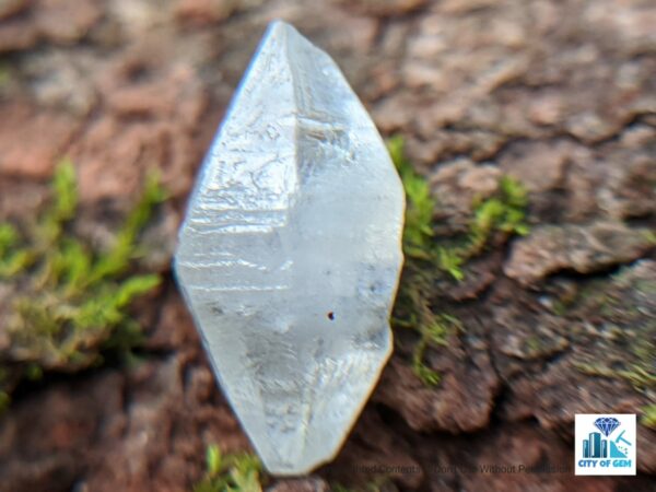 Ceylon Natural Colourless Double Terminated Sapphire Complete Crystal (shiny glass body ) - city of gem Ratnapura