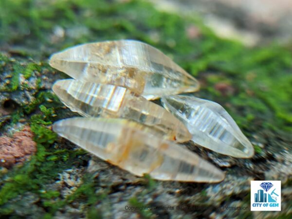 Ceylon Natural Double Terminated Colourless Sapphire Complete Crystals (Shiny glass body ) - city of gem Ratnapura