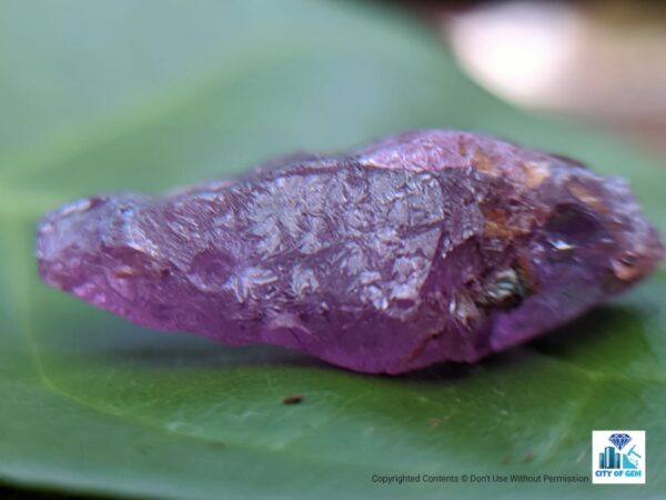 Ceylon Natural Pinkish-purple Sapphire Crystal ( Rough Glass Body ) - city of gem Ratnapura