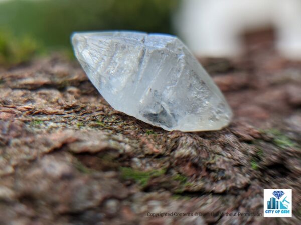 Ceylon Natural Colourless Double Terminated Sapphire Complete Crystal (shiny glass body ) - city of gem Ratnapura