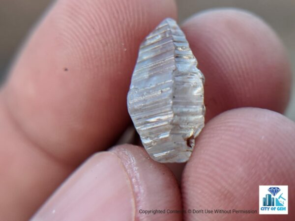 Ceylon Natural Colourless Sapphire Terminated Crystal ( Shinny Glass Body with growth marks ) - city of gem Ratnapura