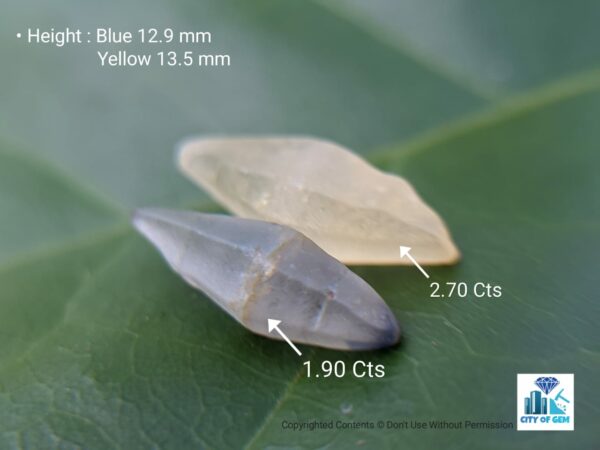 Ceylon Natural Double Terminated Sapphire Complete Crystal Couple (rough glass body ) - city of gem Ratnapura