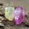 Ceylon Natural Pink Sapphire and Yellow Sapphire Shiny Glass Body Crystal Couple - city of gem Ratnapura