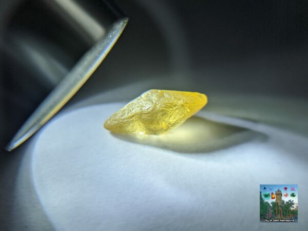 Ceylon Natural Yellow Sapphire Alluvial Crystal with Amazing Natural Body Carvings ( Collector peice, not for faceting) - city of gem Ratnapura