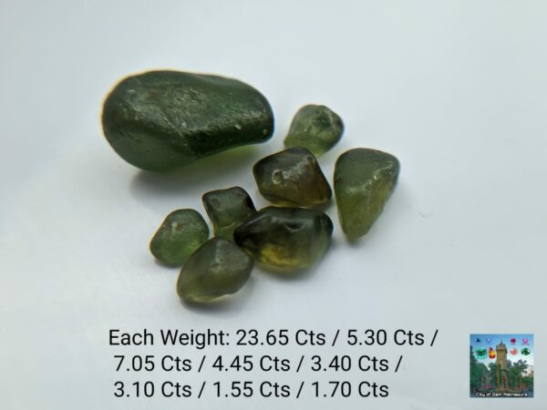 CEYLON NATURAL GREEN ZIRCON ROUGH GEMSTONES LOT - city of gem Ratnapura