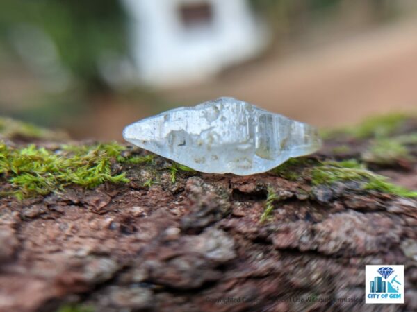 Ceylon Natural Colourless Double Terminated Sapphire Complete Crystal (shiny glass body ) - city of gem Ratnapura
