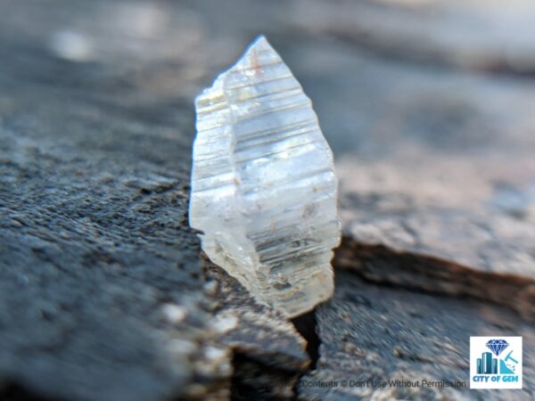 Ceylon Natural Colourless Sapphire Terminated Crystal ( Shinny Glass Body with growth marks ) - city of gem Ratnapura