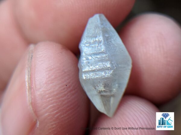 Ceylon Natural Colourless Double Terminated Sapphire Complete Crystal (shiny glass body ) - city of gem Ratnapura