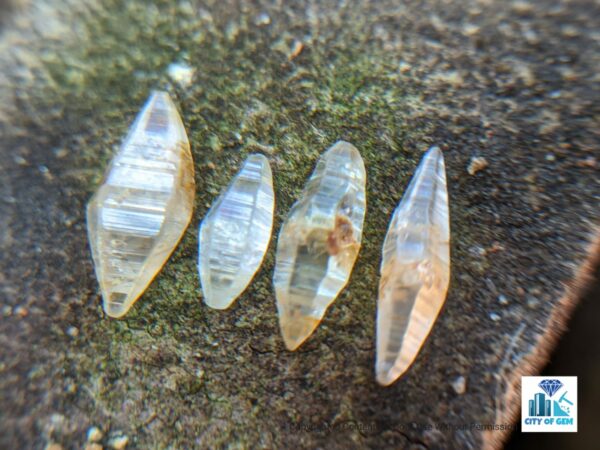 Ceylon Natural Double Terminated Colourless Sapphire Complete Crystals (Shiny glass body ) - city of gem Ratnapura