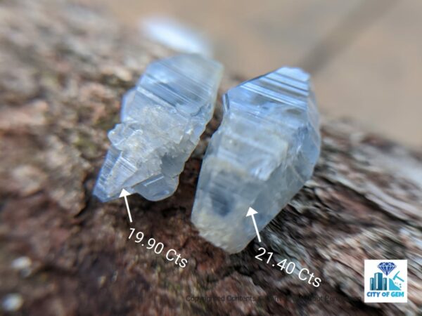 Ceylon Natural Double Terminated Sapphire geuda (dungal) Complete Crystal Couple ( glass body ) - city of gem Ratnapura