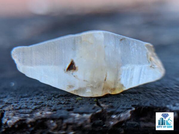 Ceylon Natural Colourless Sapphire Crystal ( Rough Glass Body ) - city of gem Ratnapura