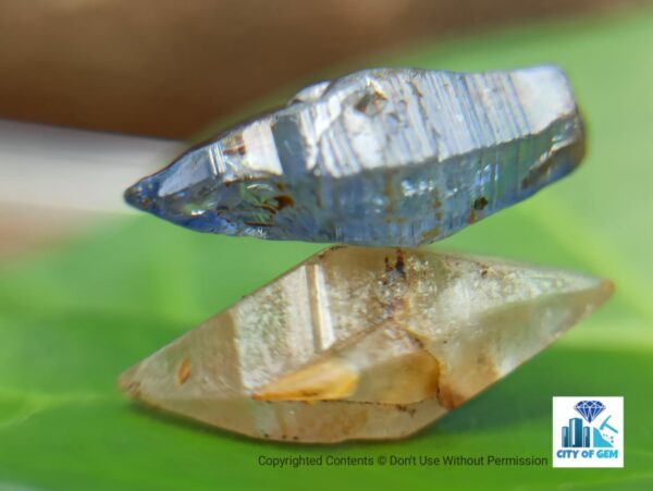Ceylon Natural Double Terminated Blue Sapphire and Colourless Sapphire Complete Crystal Couple - city of gem Ratnapura