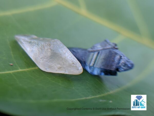 Ceylon Natural Double Terminated Sapphire Complete Crystal Couple (rough glass body ) - city of gem Ratnapura