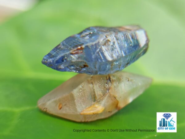 Ceylon Natural Double Terminated Blue Sapphire and Colourless Sapphire Complete Crystal Couple - city of gem Ratnapura