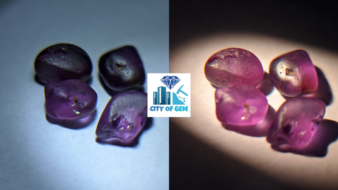 Ceylon Natural Violet and Purple Sapphires Rough Gemstones Lot with Colour  Shifting -