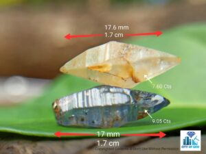 Ceylon Natural Double Terminated Blue Sapphire and Colourless Sapphire Complete Crystal Couple - city of gem Ratnapura
