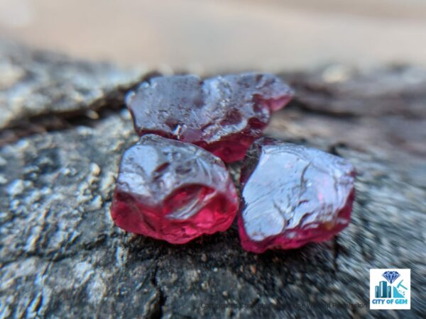Ceylon Natural Rhodolite Garnet Rough Gemstones Lot - city of gem Ratnapura