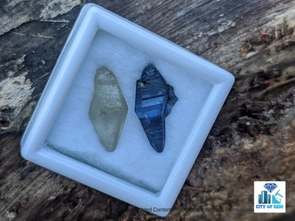 Ceylon Natural Double Terminated Sapphire Complete Crystal Couple (rough glass body ) - city of gem Ratnapura