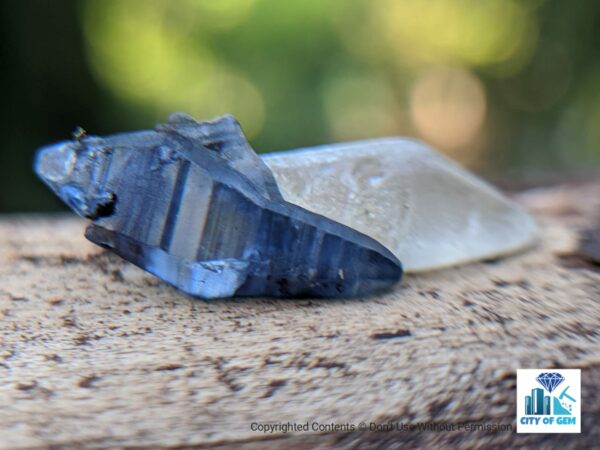 Ceylon Natural Double Terminated Sapphire Complete Crystal Couple (rough glass body ) - city of gem Ratnapura