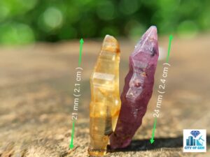 Ceylon Natural Double Terminated Complete Yellow & Pink Sapphire Crystal Couple - city of gem Ratnapura