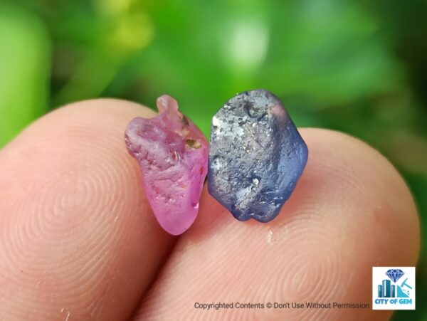 Ceylon Natural Pink Sapphire and Blue Sapphire Rough Gemstone Lot - city of gem Ratnapura