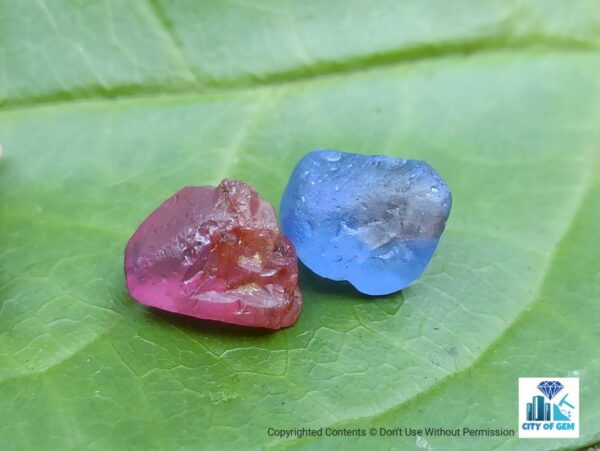 Ceylon Natural Pink Sapphire and Blue Sapphire Rough Gemstone Lot - city of gem Ratnapura