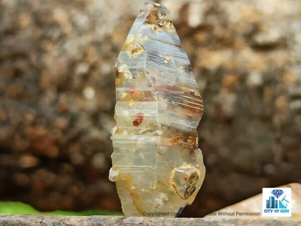 22_Ceylon Natural Glass Body Sapphire Crystal Couple ( with interesting natural body carving ) - city of gem Ratnapura