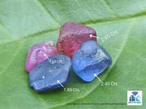 Ceylon Natural Pink Sapphire and Blue Sapphire Rough Gemstone Lot - city of gem Ratnapura
