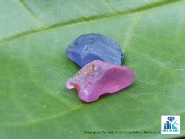 Ceylon Natural Pink Sapphire and Blue Sapphire Rough Gemstone Lot - city of gem Ratnapura
