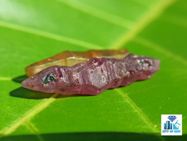 Ceylon Natural Double Terminated Complete Yellow & Pink Sapphire Crystal Couple - city of gem Ratnapura