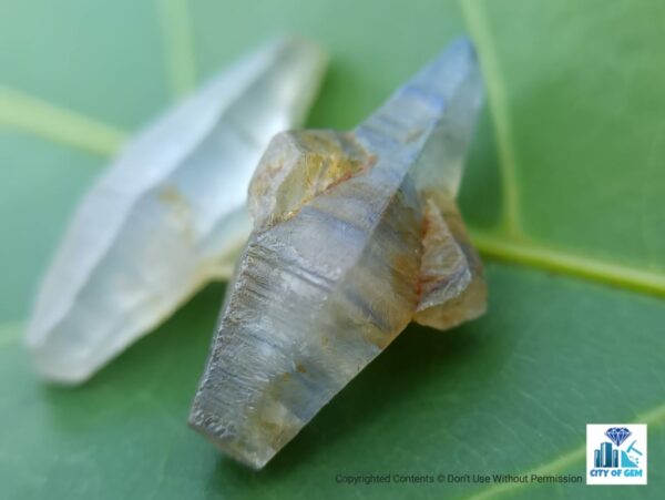 Ceylon Natural Double Terminated Complete Sapphire Twin Crystal Couple ( glass body ) - city of gem Ratnapura